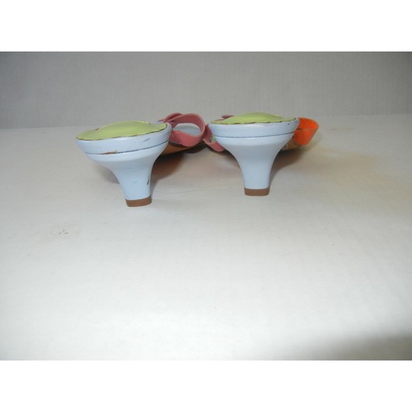 Lilly Pulitzer Leather Flower Sandals Slip On Italy Heel Thong Mule Size 8 - Picture 8 of 9